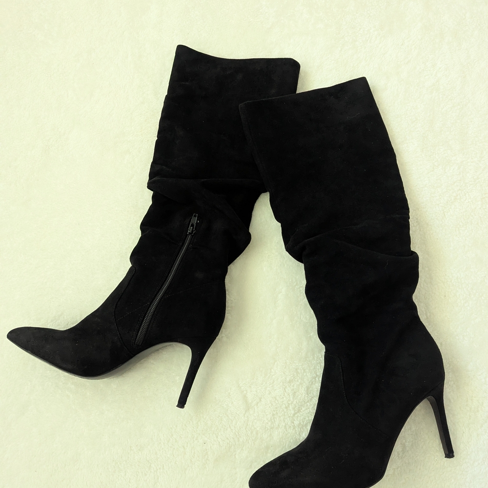 Aldo Elegant Black Suede Heeled Boots